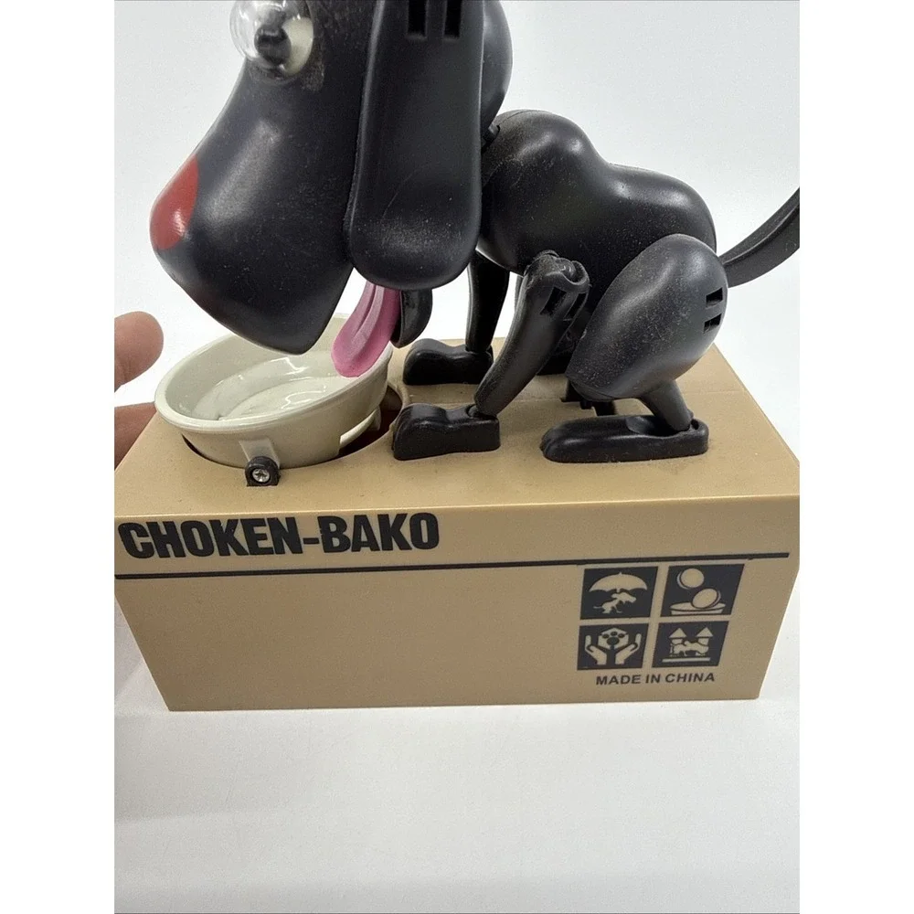 Black Lab Coin Bank Animated Puppy Dog Battery Operated Tested Choken-Bako